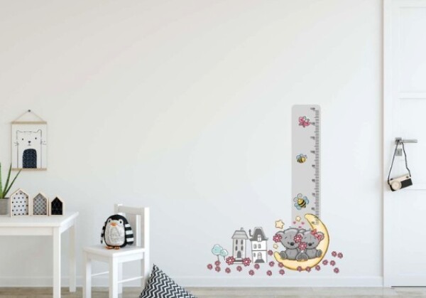DumDekorace Úžasná dětská nálepka na zeď pro děti pravítko do dětského pokoje 40 x 120 cm