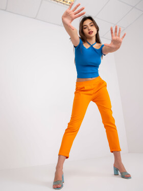 Oranžové látkové kalhoty pro ženy Samanta