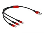 DeLock Napájecí kabel USB-A 2.0 (M) - USB Micro-B (M) USB-C (M) Lightning (M) 30cm černá (85891)