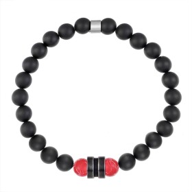 Pánský náramek Achille - 8 mm červený jaspis, onyx, Červená 21 cm
