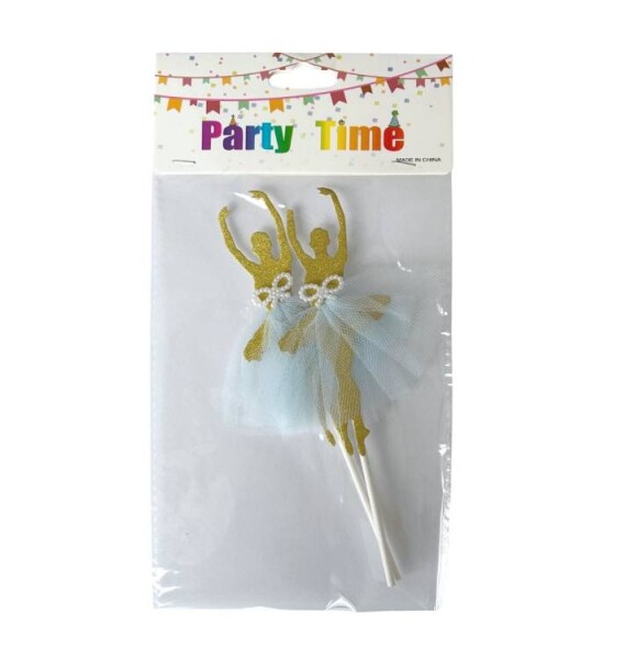 Dortisimo Zápich do dortu Baletky 2 zlaté s modrou sukní (2 ks)