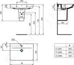 IDEAL STANDARD - Connect Air Umyvadlo Cube 550x460x160 mm, s přepadem, otvor pro baterii, bílá E029901