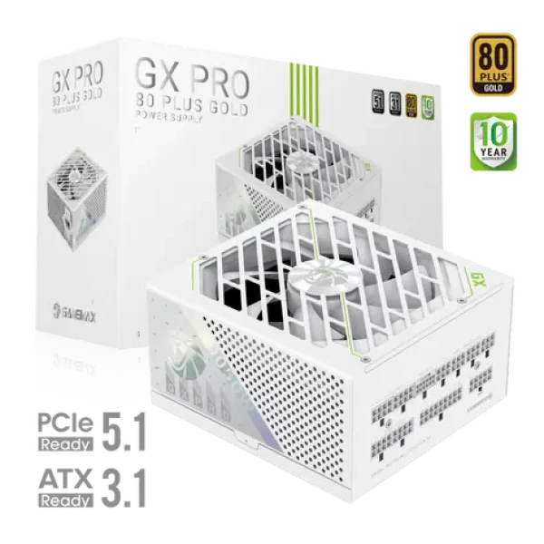Gamemax GX PRO 1050G bílá / Zdroj / ATX / 1050W / 80 Plus Gold / Plně modulární (GX PRO 1050G WH)