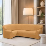 Super strečové potahy RUBINIA zlatá rohová sedačka (š. 340 - 540 cm)