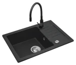 MAIDSINKS Set dřezu BALI 1B1D černý s baterií Flessi / Pyragranit / 62x44 cm / 1 vanička s odkapem (070 242 101FB)