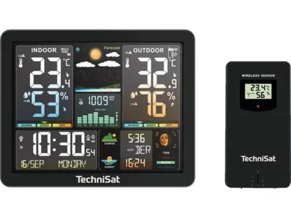 TechniSat iMETEO 500 černá / Meteostanice / LCD displej / teplota / vlhkost / 2x AA / 2x AAA (MET02I)