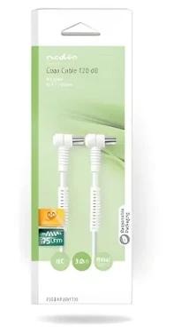 Nedis Koaxiální kabel IEC 3 m bílá / Koaxiální kabel / IEC - IEC / 75 Ohm / 120 dB / 4x stíněný (CSGB40120WT30)
