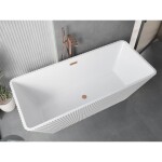 MEXEN/S - Tava volně stojící vana reliéf 170 x 75, bílá, sifon a přepad měď kartáčovaná 52851707500-65