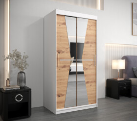 Šatní skříň Abi Ma Barva korpusu: Bílá, Rozměry: 100 cm, Dveře: Dub artisan