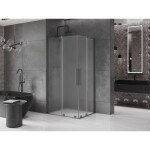 MEXEN/S - Velar L Duo sprchový kout, posuvné dveře 100 x 90, dekor, gun gray kartáčovaná 871-100-090-02-33-66