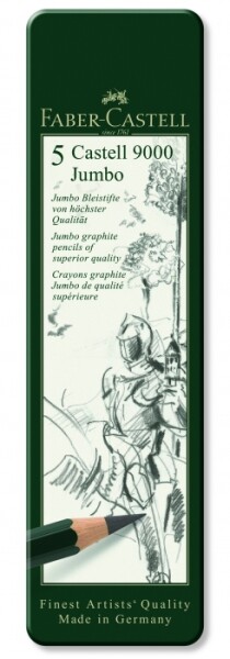 Umělecké grafitové tužky Faber-Castell 9000 JUMBO 119305 sada 5 ks kovová krabička