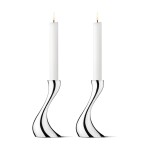 Georg Jensen Svícen Cobra Mirror 16 cm – set 2 ks, stříbrná barva, kov