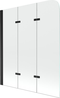 MEXEN - Felix vanová zástěna trojkřídlá 120x140 cm, průhledná, černá 890-120-003-70-00