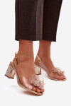 Sandály na podpatku s ozdobou D&A MR52-238 Růžové zlato 38