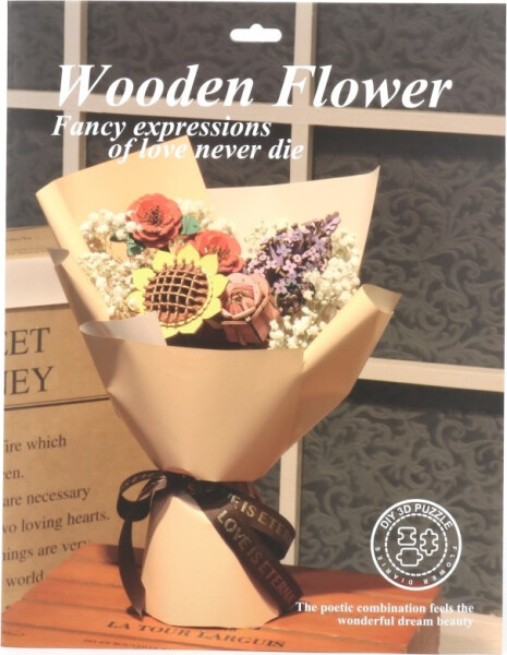 Růže dřevěná 3D