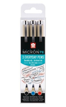 SAKURA sada Pigma Micron PN - 3 ks (černý, modrý, červený)