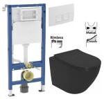 GEBERIT DuofixBasic s bílým tlačítkem DELTA50 + WC REA CARLO MINI RIMLESS ČIERNY MAT + SEDADLO 458.103.00.2 50BI MM1
