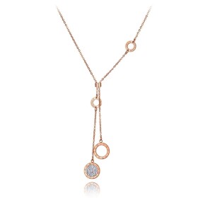 Ocelový náhrdelník se zirkony Bernarda Gold - chirurgická ocel, Zlatá 40 cm + 5 cm (prodloužení)