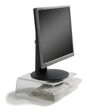 BakkerElkhuizen Q-Riser 100 transparentní / Podstavec pod monitor / výška 105 mm / nosnost 10 kg / 10-30" (BNEQR100)