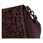 Luxusní dámská kožená kabelka Carving design Valieri, vínová
