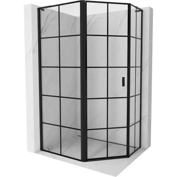 MEXEN/S - Mist Lsprchový kout pětiboký křídlový asymetrický levá 100 x 80, černá kratka, černá 8A8L-100-080-70-77-L