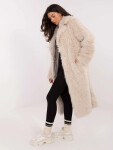 Světle béžový dlouhý dámský kabát z umělé kožešiny Goodlookin (G230132) odstíny béžové uni velikost