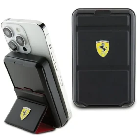 Ferrari Powerbank Metal Logo MagSafe černá / Powerbanka / MagSafe / 10000 mAh / 15W / se stojánkem (FEPB10MSPLEK)