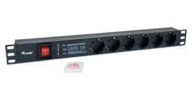 Equip 19" Zásuvkový panel / Zásuvkový panel / 1U / 6x Schuko / 16 A / hliník (333317)