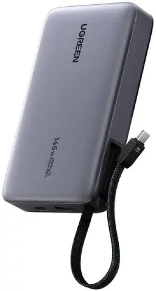 UGREEN PB551 šedá / Powerbanka / 20 000 mAh / 145 W / 2x USB-C + USB-A / Displej (55992B)
