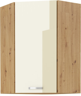 Horní rohová skříňka Artisan 60x60 GN-90 1F (45°) Barva korpusu: Dub artisan, Barva dvířek: Krémový lesk