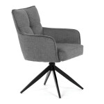 Židle jídelní, taštičkové pružiny v sedáku, 180° otočný mechanismus, šedá voděodolná látka, černý kov