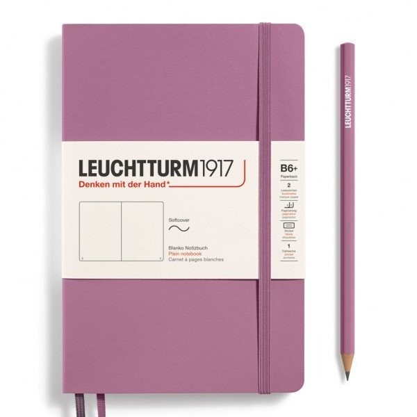 Notebook Paperback (B6+), Softcover, 123 numbered pages, Dusty Rose, plain