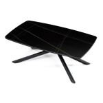 Stůl konferenční, deska slinutá keramika 120x70cm, černý mramor, nohy černý kov