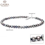 Perlový náhrdelník Octavia - barokní sladkovodní perla, Černá 45 cm