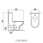 CERANO - WC kombi Marmo, Double Vortex - vírové splachování + Slim/SoftClose sedátko - spodní/zadní odpad - černá matná - 70x36 CER-680361