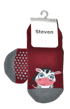 Dámské vzorované ponožky Steven art.132 Frotte ABS 35-40 Růžová 35-37