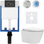CERANO - Kompletní WC set Profi/Cronus Standard - bílá lesklá - WC tlačítko Duo/Černá matná - pro zazdění - 59,3x38,4 CER-202427