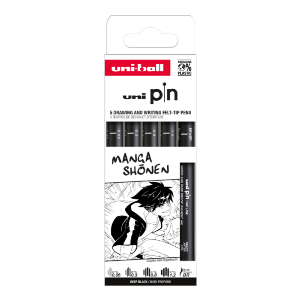 Uni PIN Manga Shonen sada 5 ks černé