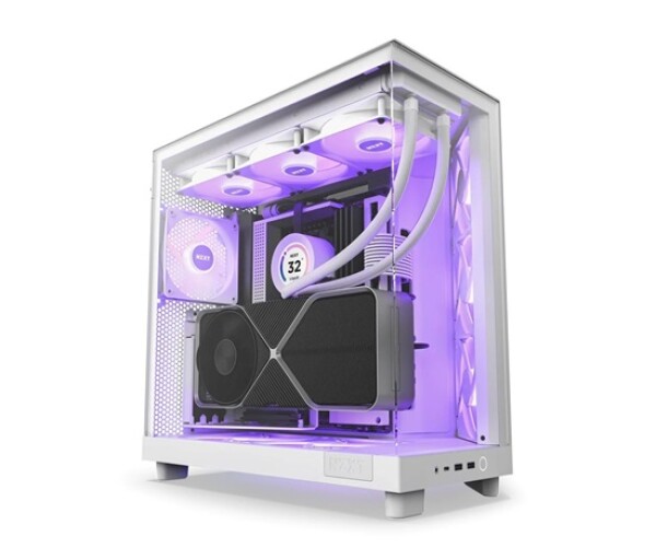 NZXT skříň H6 Flow RGB dvoukomorová / MidT / 3x120mm RGB fan / 2xUSB 3.2 / USB-C / prosklená / bílá EDF_558036
