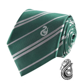 Harry Potter Kravata luxusní a pin v krabičce - Zmijozel