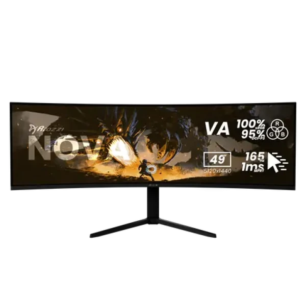 49" Arozzi Nova černá / Monitor / VA / Curved 1500R / 5120x1440 / 32:9 / 165Hz / 1ms / DP+HDMI+USB-C (AZ-NO-49TUW165-BK)