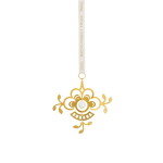 Royal Copenhagen Pozlacená vánoční ozdoba Flower 10 cm, zlatá barva, kov