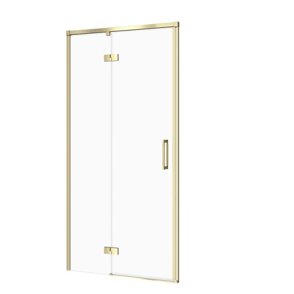 CERSANIT - Sprchové dveře LARGA s panty, zlatá mat, 90x195, levé, čiré sklo S164-066