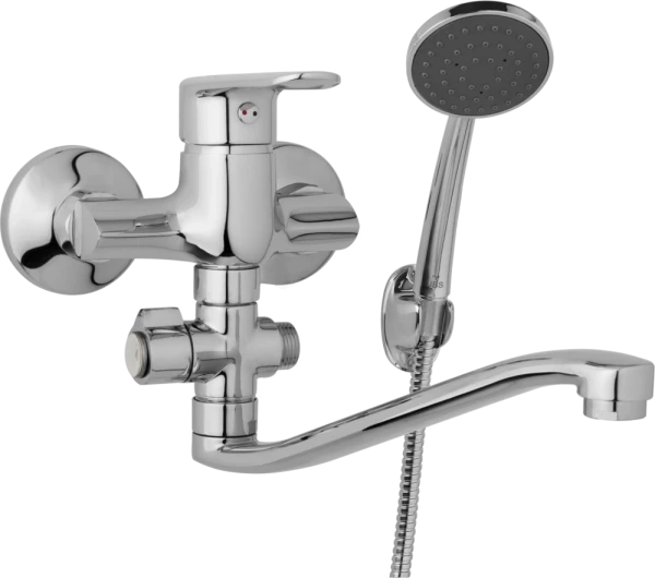 JB Sanitary Nástěnná umyvadlová a sprchová baterie FINERY, rozteč 100 mm, otočný přepínač, s příslušenstvím, ramínko 250 mm F10 32 21