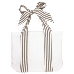 GREEN GATE Nákupní taška Tote Stripe / Grey bow Large, béžová barva, textil