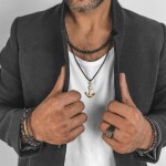 Pánský korálkový náhrdelník Fernando Gold - 6 mm lávový kámen, Černá 50 cm