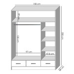 Šatní skříň Safoo - 150x200x58 cm (dub)