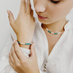 Dámský náramek Denise - tyrkys, perleť, chirurgická ocel, Tyrkysová 16 cm + 2 cm (prodloužení)