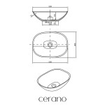 CERANO - Umyvadlo z litého mramoru Libra - na desku - černá matná - 55x40 CER-WB16B