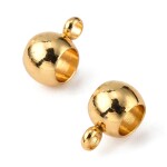 Korálek z nerezové oceli s širokým průvlekem - korálek s očkem - zlatý - 9 x 5 mm - 1 ks